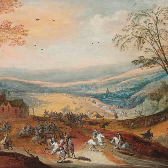 Joos De Momper — Кавалерийская стычка на холмистой местности, колонна за
