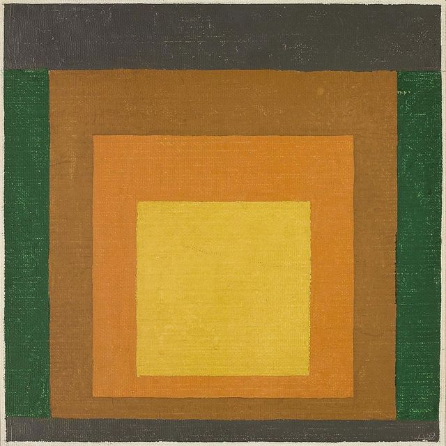 Josef Albers — Этюд в честь Площади: "3 желтых цвета с зеленым и серым"