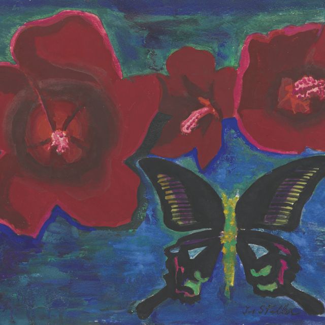 Joseph Stella — Цветы и бабочка