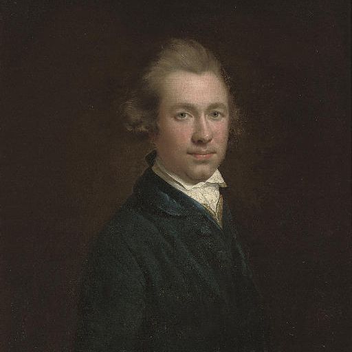 Joseph Wright Of Derby — Портрет Джона Найта (1740-1795) из замка Ли, Вулверли, Вустершир, в полный рост, в синем сюртуке.