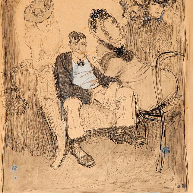 Jules Pascin — Без названия (трое женщин и двое мужчин)