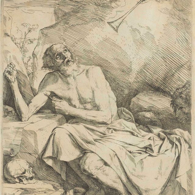 Jusepe de Ribera — Святой Иероним, слышащий звук трубы Страшного суда