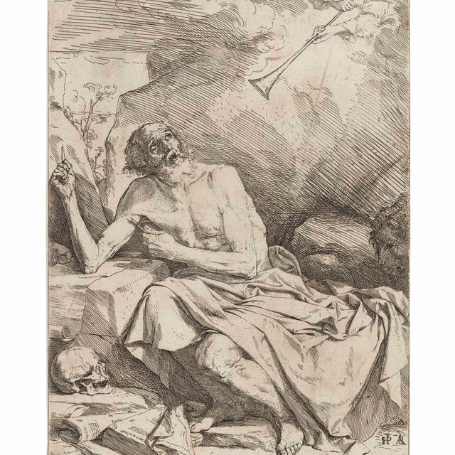 Jusepe de Ribera — Святой Иероним, слышащий звук трубы Страшного суда