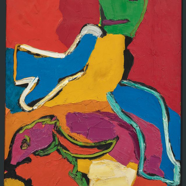 Karel Appel — Бегущий мальчик с птицей