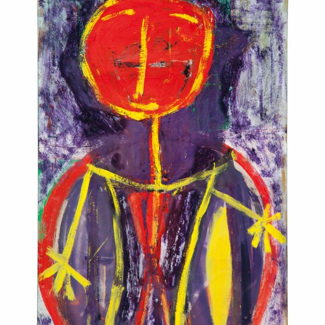 Karel Appel — Без названия (фигурка из палочек с большой красной головой)