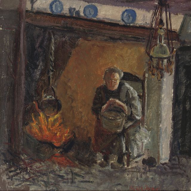 Karel Appel — Женщина у камина