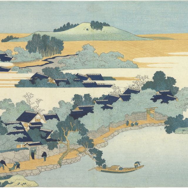 Katsushika Hokusai — Кумемура тикури (Бамбуковая роща в деревне Кумемура) из серии "Рюкю хаккей" ("Восемь видов островов Рюкю")