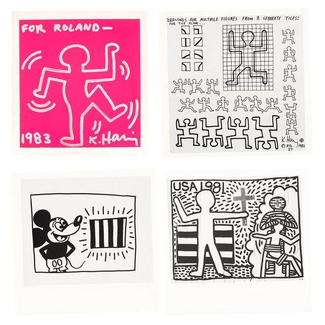 Keith Haring — Десерт в сопровождении трех репродукций в черном и белом цветах