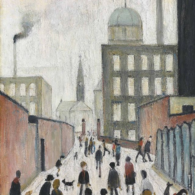 Laurence Stephen Lowry — Mrs Swindells' Picture; Figures in a Street