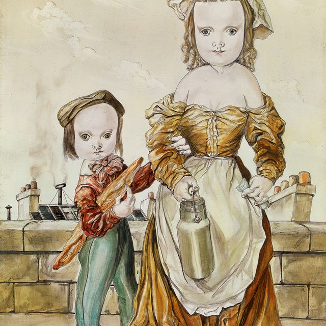 Léonard Tsuguharu Foujita — Двое детей, несущих хлеб и молоко (Двое детей несут хлеб и молоко с молоком)