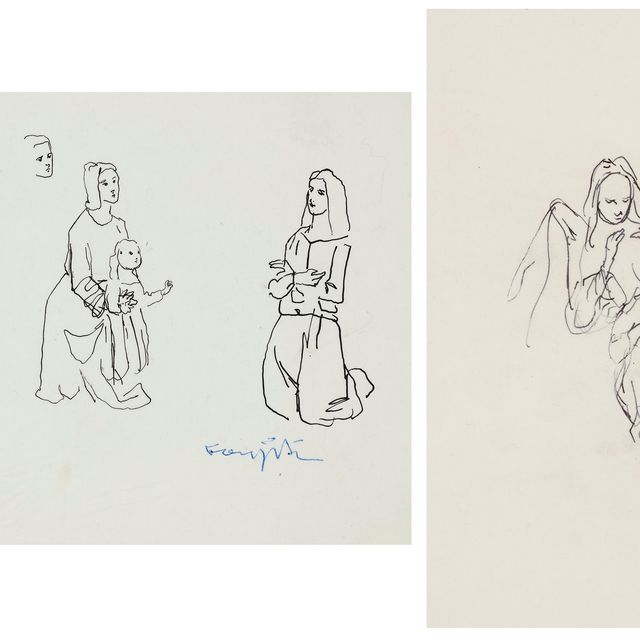 Léonard Tsuguharu Foujita — Без названия (Этюды о персонажах); & Без названия (L'ange)