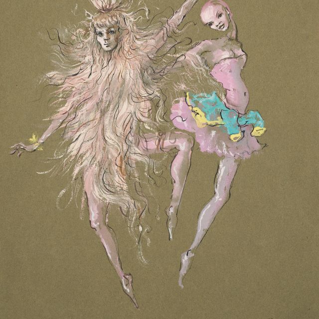 Leonor Fini — Макет костюма для "Встречи с Леонор" ( спереди и сзади )