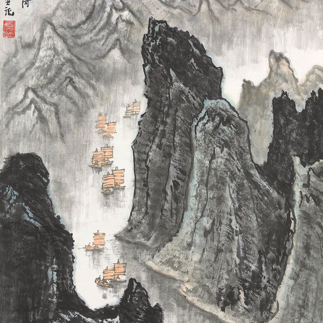 Li Keran — Пейзаж на реке Ли