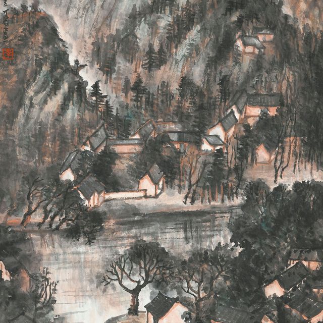 Li Keran — Рыбацкая деревня вечером