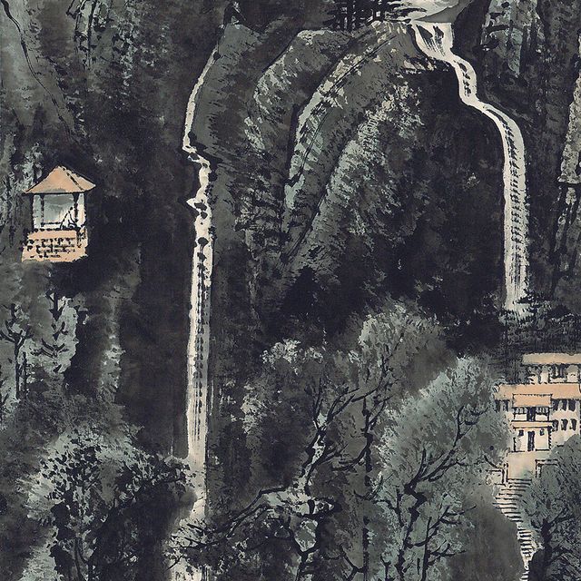 Li Keran — Водопад среди гор