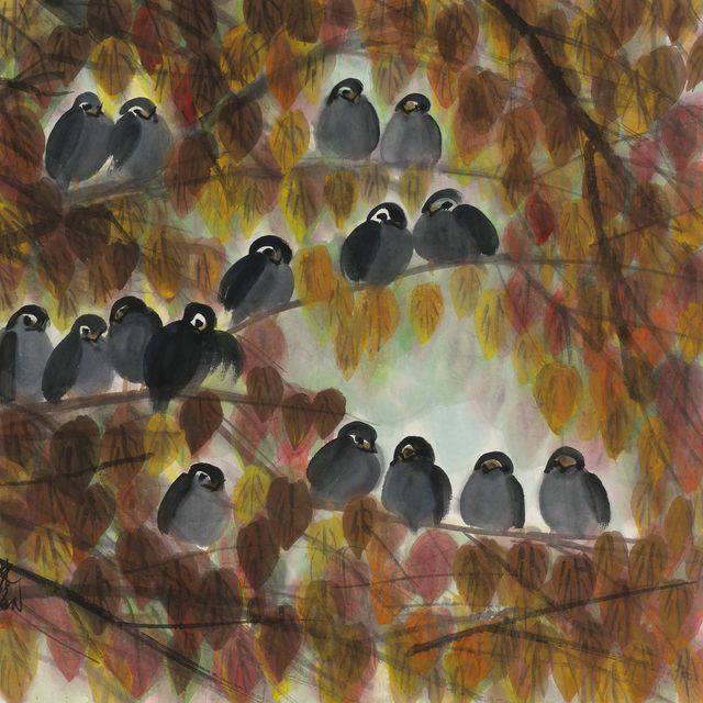 Lin Fengmian — Птицы с осенними листьями