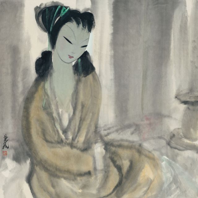 Lin Fengmian — Дама в желтом халате