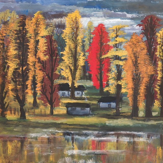 Lin Fengmian — Домик в осеннем лесу
