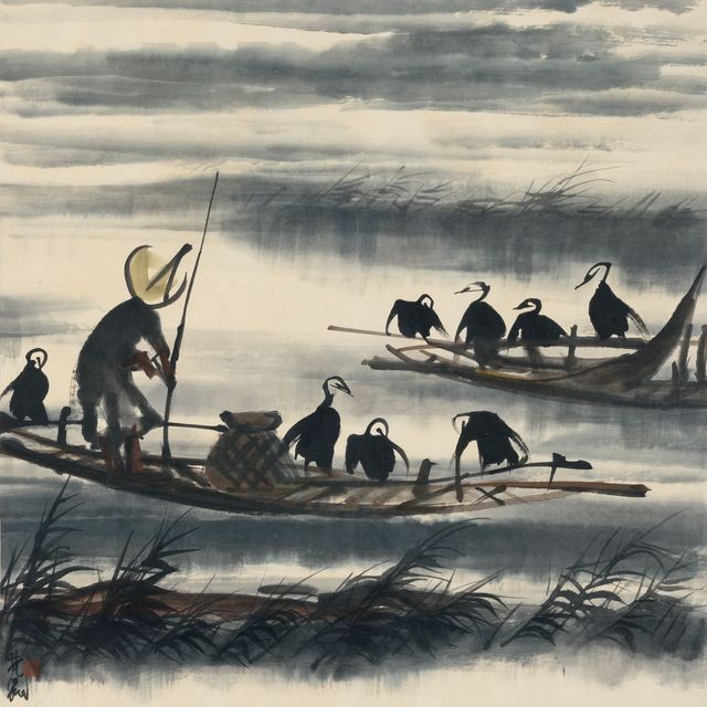 Lin Fengmian — Рыбак и бакланы