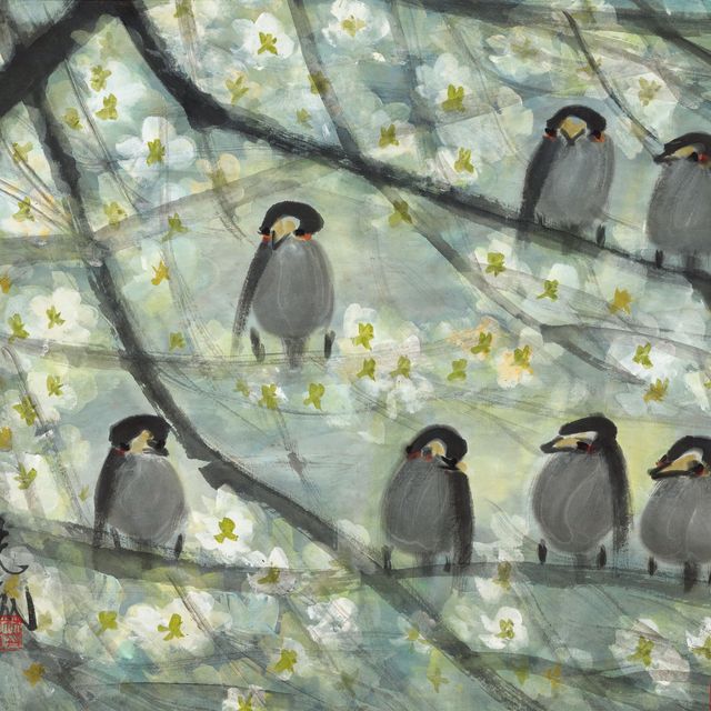 Lin Fengmian — Цветущая груша и птичьи крики