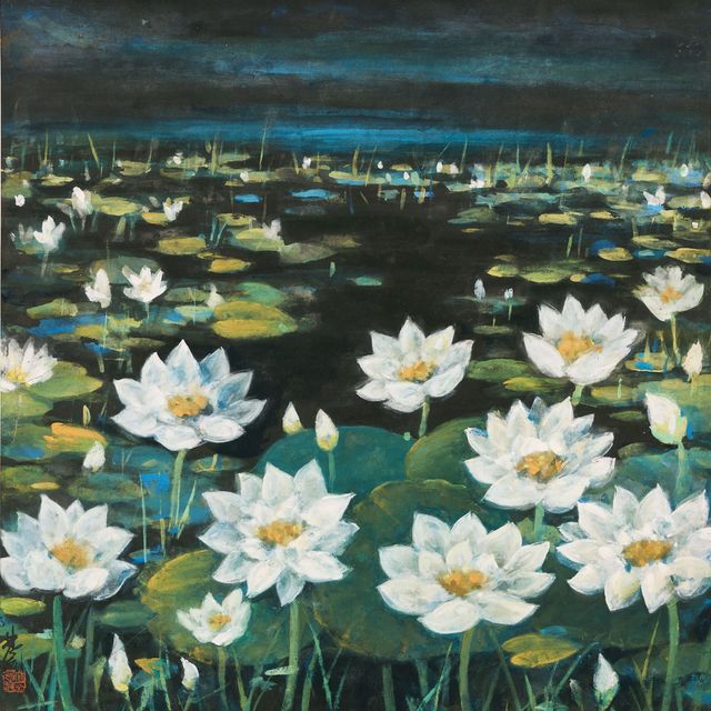 Lin Fengmian — Пруд с белыми лотосами