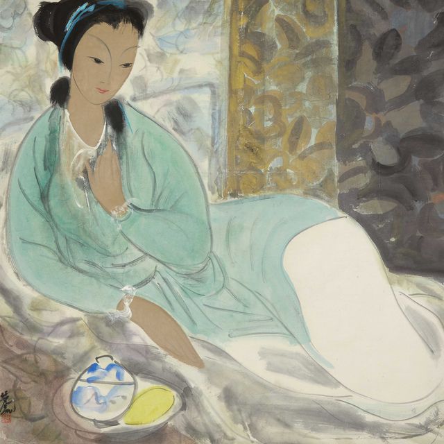 Lin Fengmian — Дама в зеленом