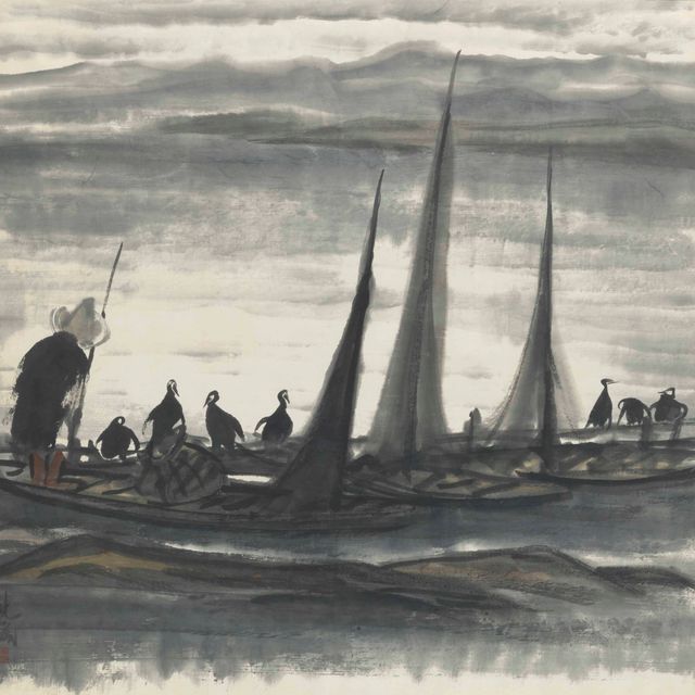 Lin Fengmian — Лодочник и бакланы