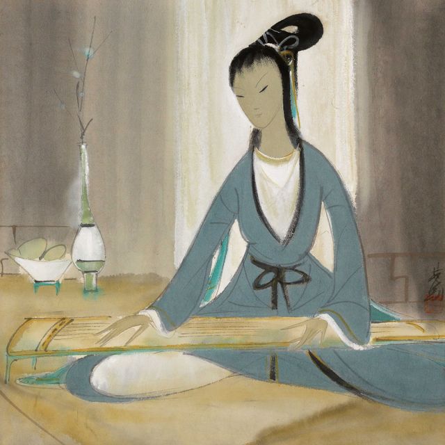 Lin Fengmian — Леди, играющая в Гуцинь