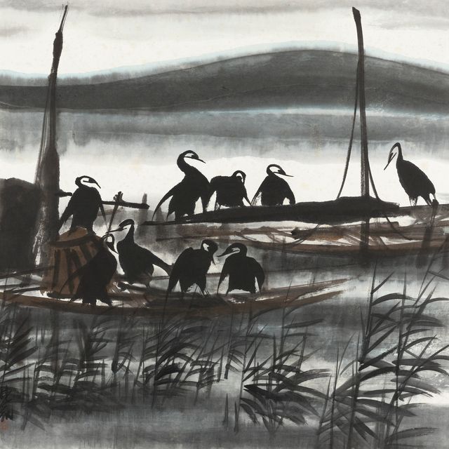 Lin Fengmian — Бакланы на рыбацких джонках