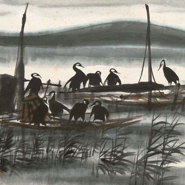 Lin Fengmian — Бакланы на рыбацких джонках
