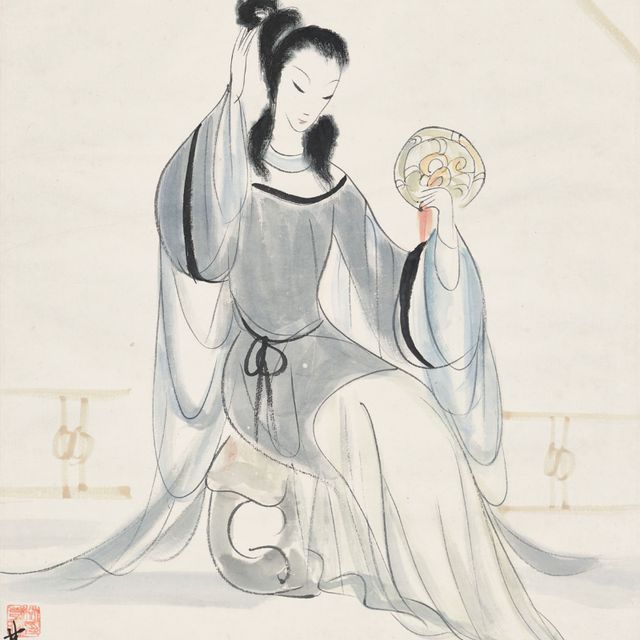Lin Fengmian — Дама с зеркалом