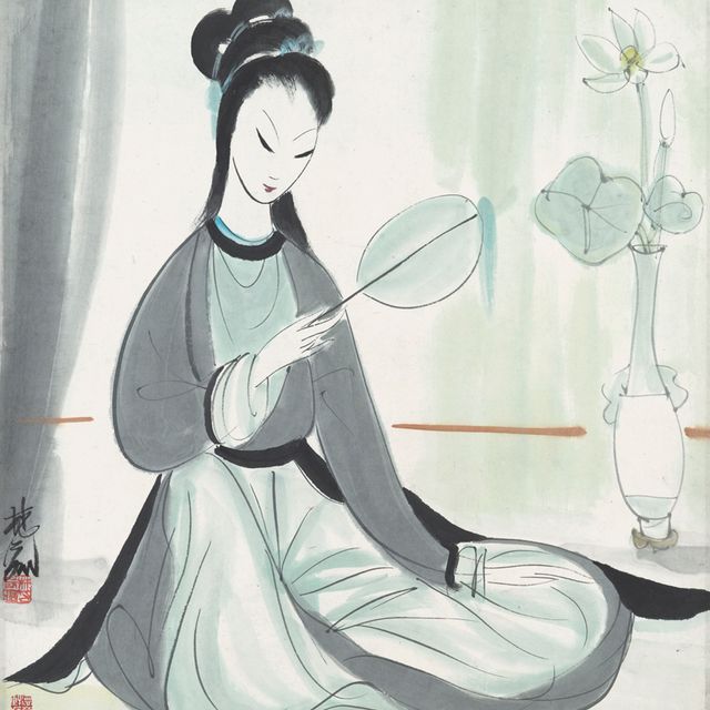 Lin Fengmian — Дама с веером в руках
