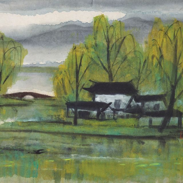 Lin Fengmian — Дом на берегу озера