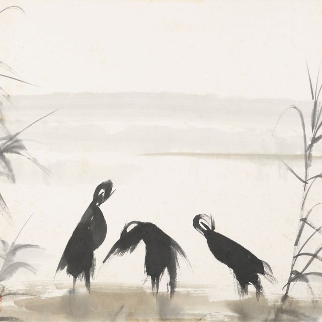 Lin Fengmian — Цапли в пруду с лотосами