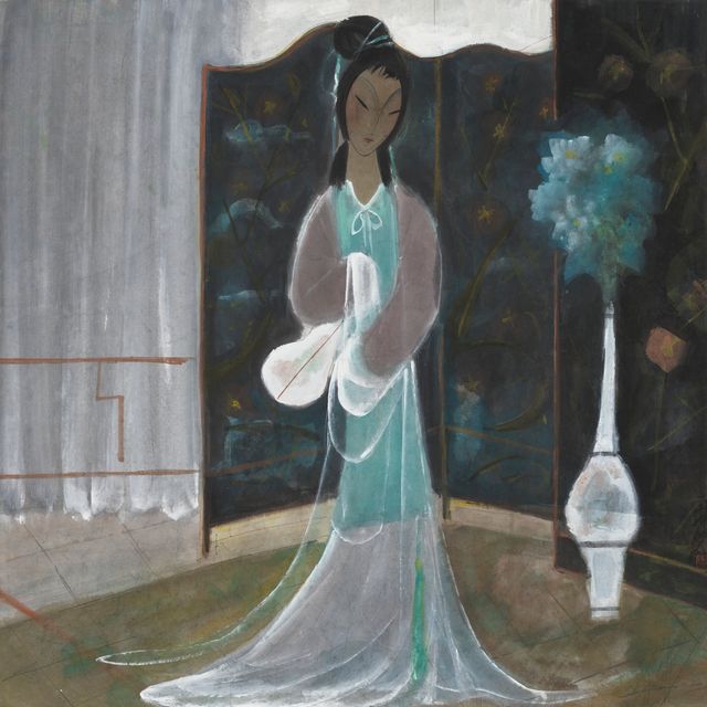 Lin Fengmian — Дама с веером в руках