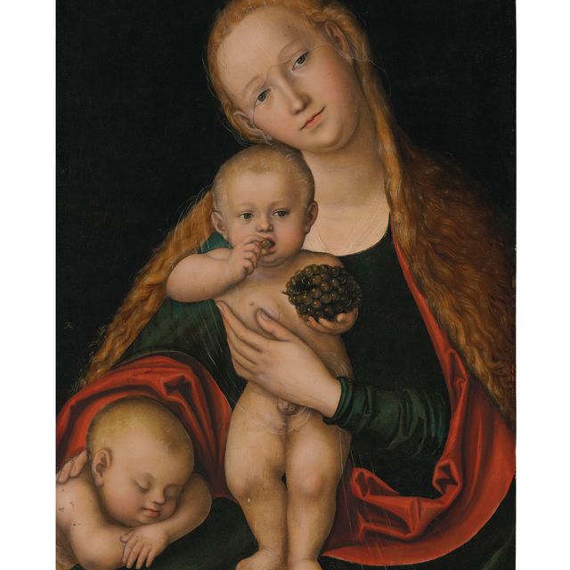 Lucas Cranach The Younger — Богородица с младенцем и спящим младенцем Святым Иоанном Крестителем
