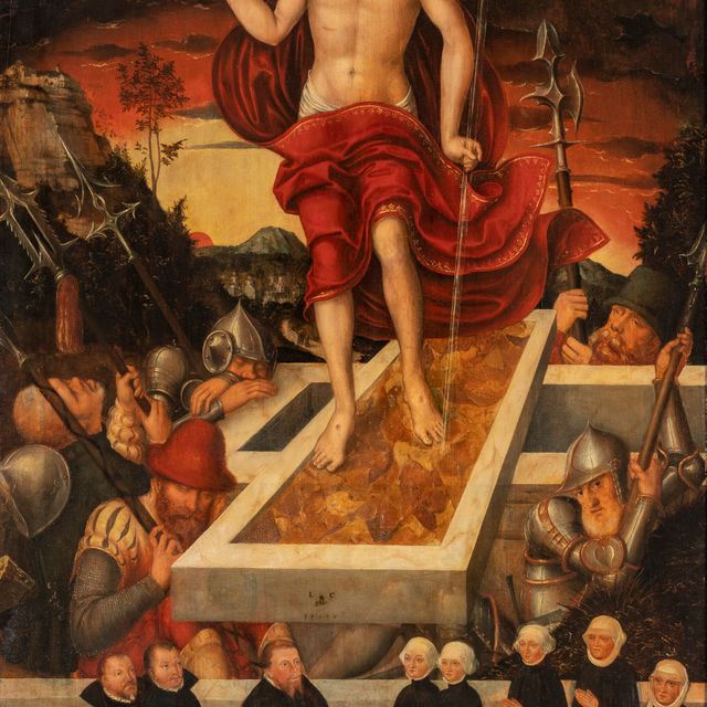 Lucas Cranach The Younger — Эпитафия: Воскресший Христос с семьей-донором