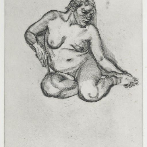 Lucian Freud — Девушка, держащаяся за ногу (Хартли, 25 лет)