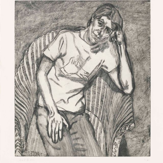 Lucian Freud — Белла в футболке с изображением Плутона (Хартли 51; фигура 53)