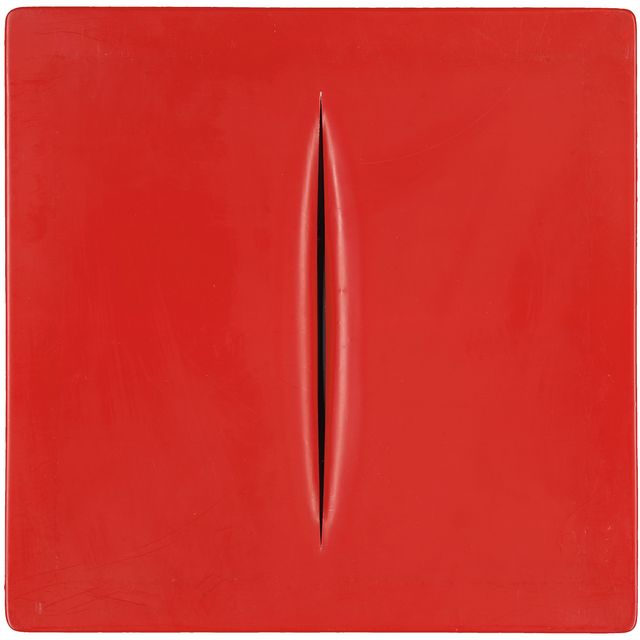 Lucio Fontana — Кончетто Спациале (красный)
