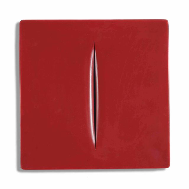 Lucio Fontana — Кончетто Спациале (красный)