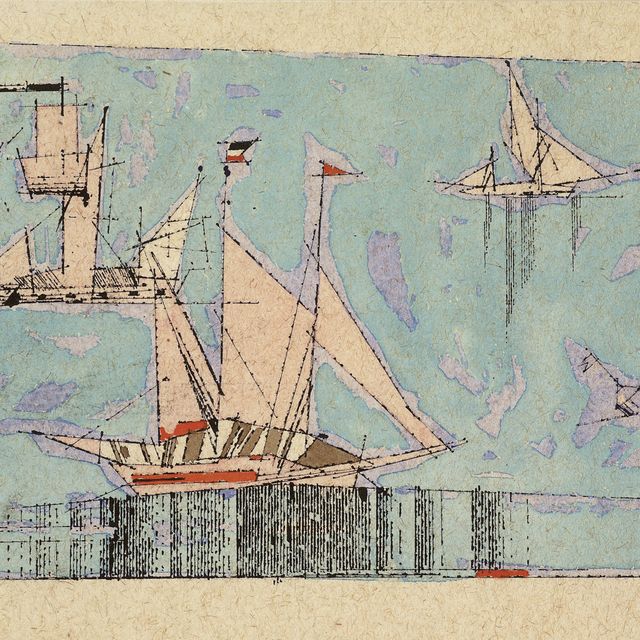 Lyonel Feininger — Без названия (Парусные лодки и буй)