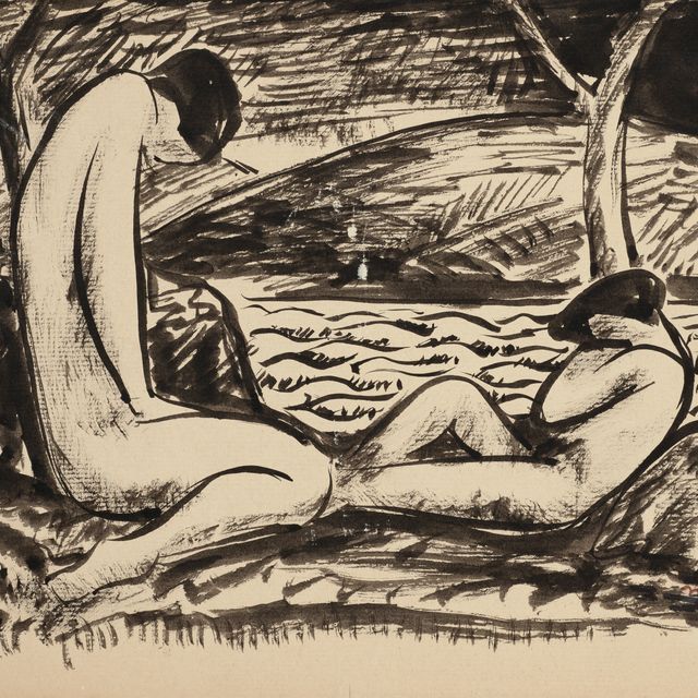 Man Ray — Две обнаженные натуры на фоне пейзажа Риджфилда (бабье лето)