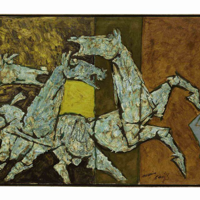 Maqbool Fida Husain — Опрыскивание лошадей