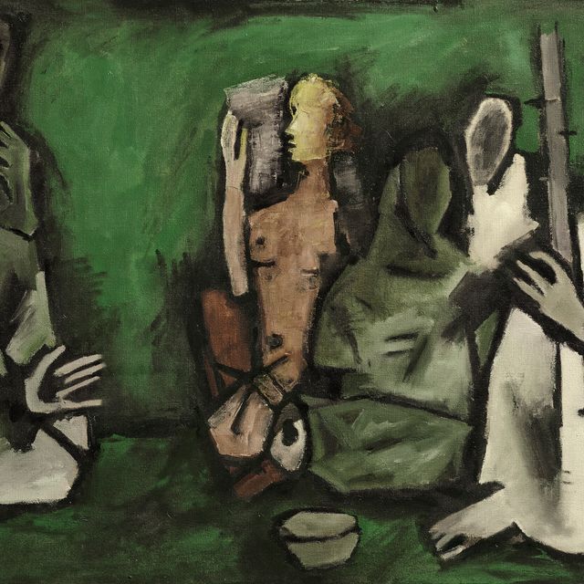 Maqbool Fida Husain — Без названия (Уличные музыканты)