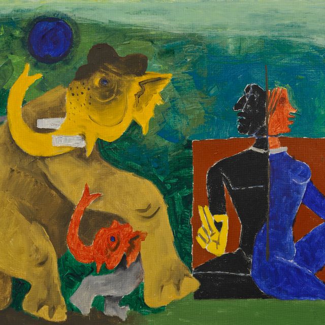 Maqbool Fida Husain — Без названия (Сцена в джунглях)
