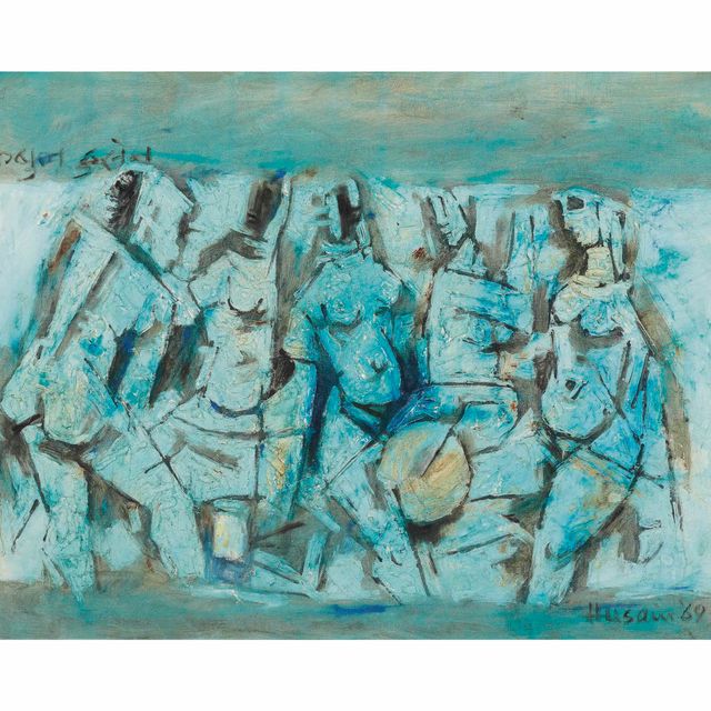 Maqbool Fida Husain — Без названия (рисунки синим цветом)