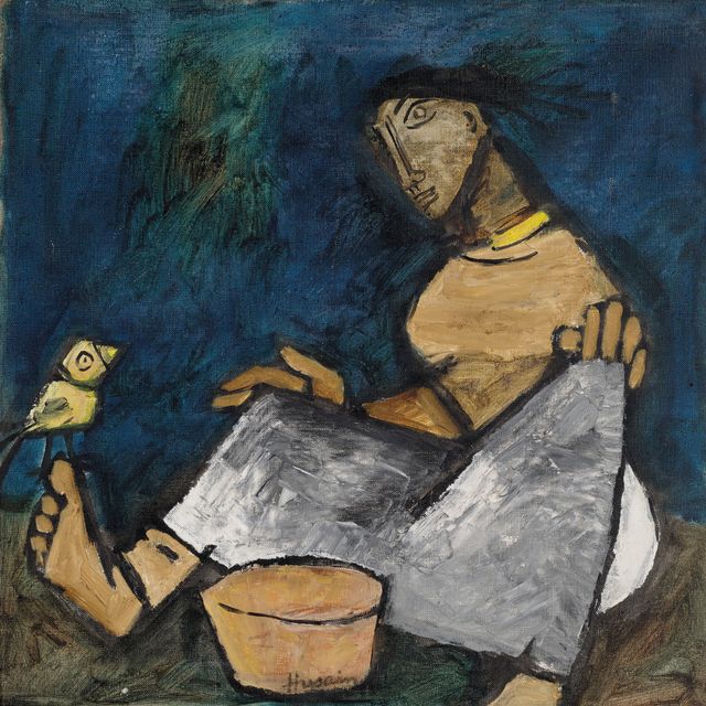 Maqbool Fida Husain — Без названия (Женщина за работой)