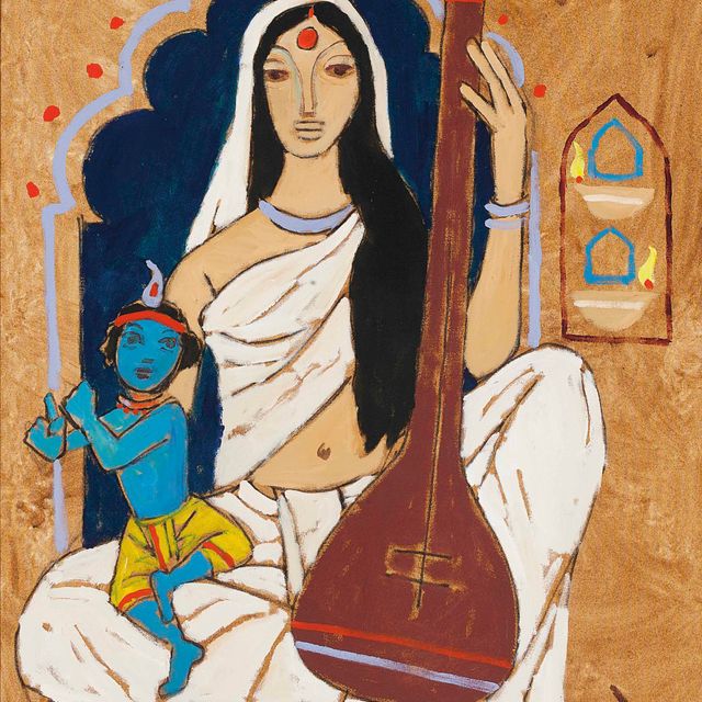 Maqbool Fida Husain — Без названия (Мирабай с Кришной)