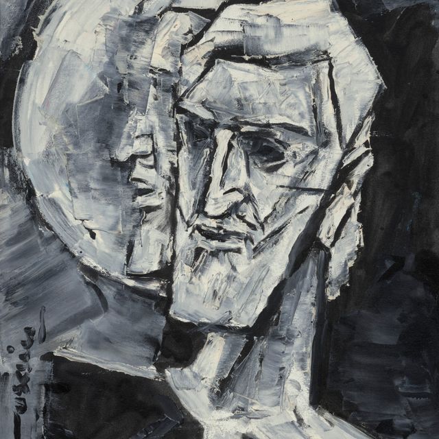 Maqbool Fida Husain — Без названия (автопортрет из номера люкс в Нью-Дели)